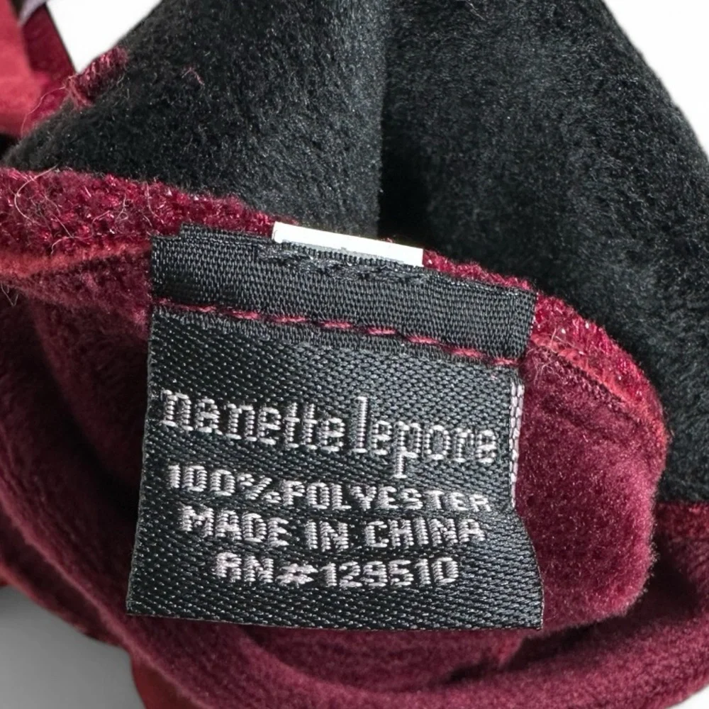 Nanette Lepore Women’s Tech Knit Metallic Velvet Button Detail Gloves One Size